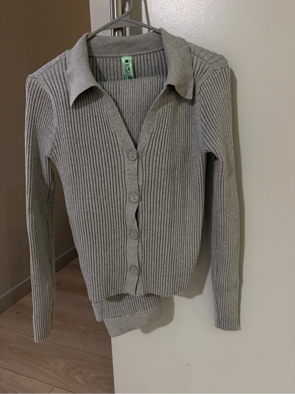 Honeydew Intimates Ribbed Button-Up Collared Cardigan - Gray
